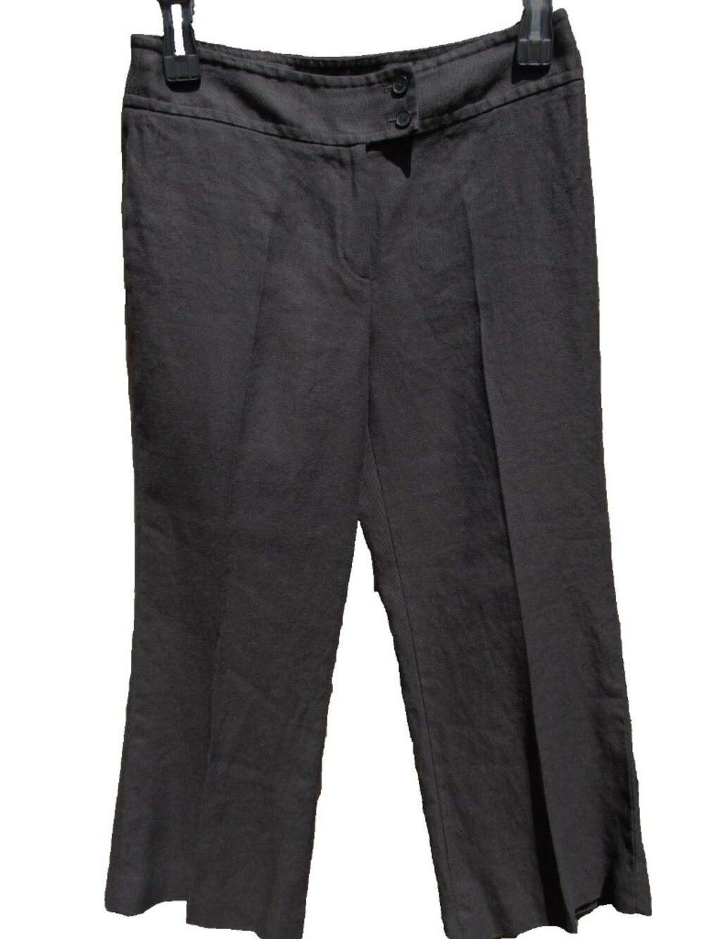 Anne Klein Linen Blend Ankle Pants Wide Leg Black Size 8 - Picture 6 of 6